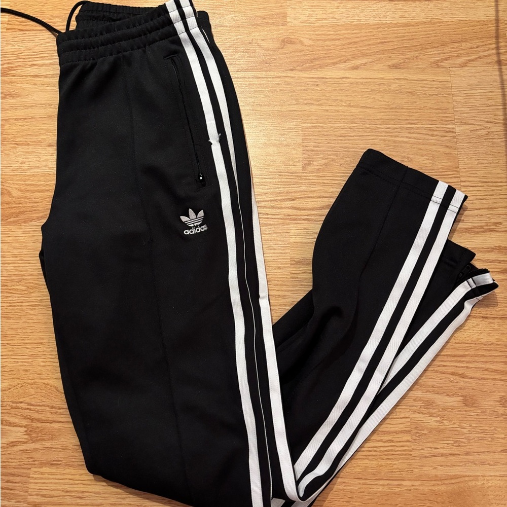 adidas Black Joggers with White Stripes